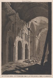View of the Ruins of the Interior of the Church of Nuestra Senora del Carmen in Saragossa