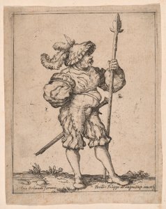 Soldier in Profile Holding a Pike, from Capricci e habiti militari by Filippo Napoletano
