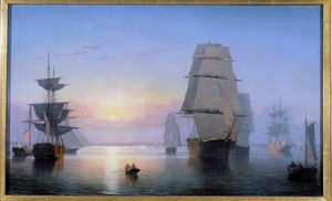 Boston Harbour in the Setting Sun in 1850