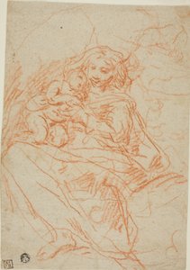Virgin and Child (recto); Portion of Altarpiece Sketch (verso) by Flaminio Torre