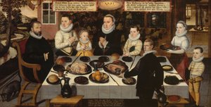 A Protestant Family during Dinner by Flemish School