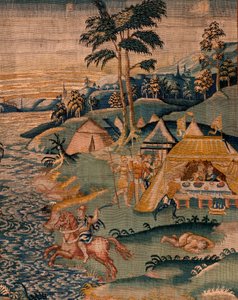 Flemish Tapestry. Military Camp Near the River Granikos. Atelier of Oudenaarde. 377x393cm. Inv 83104-9 /00011. 17th Century. by Flemish School