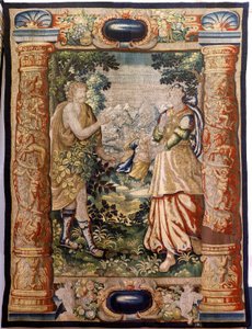 Gallant Scene (Flemish Tapestry) by Flemish School