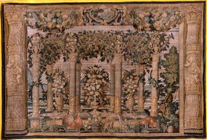 Flemish Tapestry. Series Galleries with Animals or Galleries of Espaliers. Second of the Series. Silk and Wool. 17th Century. by Flemish School
