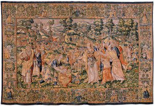 Flemish Tapestry. Series Story of Cyrus. Tomyris Orders the Head of Cyrus to be Dipped in a Vessel of Blood. Anonymous, Based on Michiel Coxcie. Atelier Antwerp by Flemish School