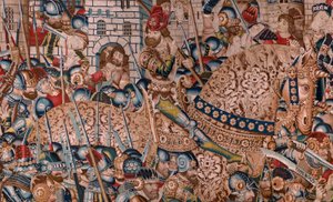 Flemish tapestry. Series The Trojan War. The Destruction of Troy. Eleventh tapestry in the series. Model Coëtivy Master. Manufacture Tournai workshops. Ca 1470