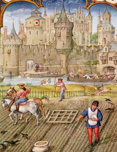 Month of October: Sowing, from Breviarium Grimani, c.1515