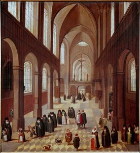 Internal view of the church by Flemish School