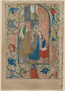 Leaf from a Book of Hours: The Annunciation by Flemish School