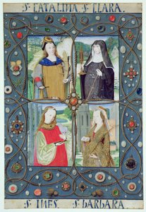 Four female saints, from a Book of Hours produced in Ghent or Bruges, c.1510