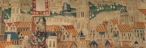 Parish museum of tapestries. Flemish tapestry. Conquest of Tanger. Series Conquests of king Alfonso I of Portugal. Tournai. Wool and silk