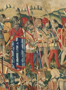 Parish museum of tapestries. Flemish tapestry. The landing at Arzila. Series Conquests of king Alfonso I of Portugal. Tournai. Wool by Flemish School