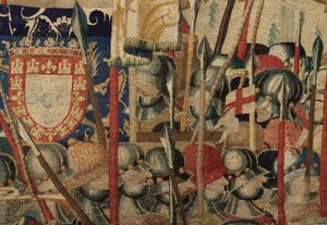 Parish museum of tapestries. Flemish tapestry. The landing at Arzila. Series Conquests of king Alfonso I of Portugal. Tournai by Flemish School