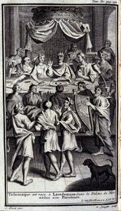 Telemachus is Received in Lacedaemon in the Palace of Menelaus with Pisistratus (Illustration for Book IV of the Odyssey of Homer)