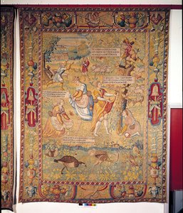 The Butterfly Hunt, from Les Amours de Gombault et de Macee, Bruges Workshop, 16th-17th century by Flemish School