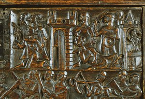 The Courtrai Chest Depicting Flemish Foot Soldiers Defeating French Cavalry (detail)