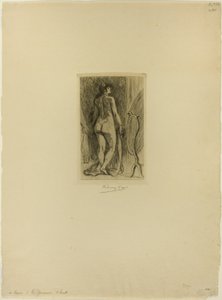 Standing Woman with a Fur by Félicien Rops