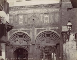 Cairo. Mosque el-Arhar, details of the door by Félix Bonfils