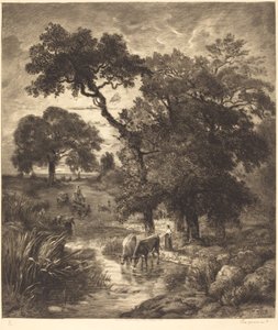 Evening by Félix Bracquemond after Théodore Rousseau