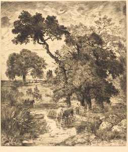 Evening by Félix Bracquemond after Théodore Rousseau