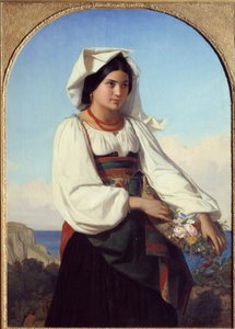 Young Girl Wearing Flowers by Félix Joseph Barrias