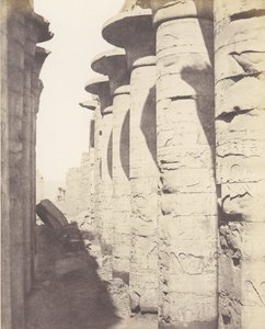 Karnak Thebes, Palace - Hypostyle Hall - Central Colonnade View, 1851-52, printed 1853-54 by Félix Teynard