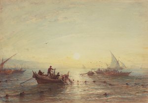 Tuna Fishing at Sunrise off the Coast near Marseilles by Félix Ziem