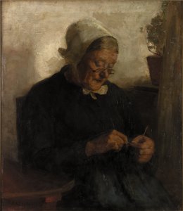 Old Woman Knitting by Florence Engelbach