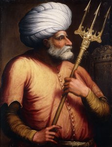 Portrait of Khair el-Din Barbarossa, half-length, holding a Trident