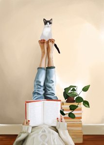 Cozy Cat Reading
