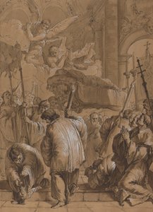 Funeral Procession of a Saint with Angels by Follower of Francesco Fontebasso