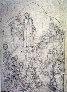 Chaucer at the Court of Edward III - Study by Ford Madox Brown
