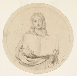 Wycliffe Reading His Translation of the Bible - Study of Young Woman Representing the Protestant Faith by Ford Madox Brown