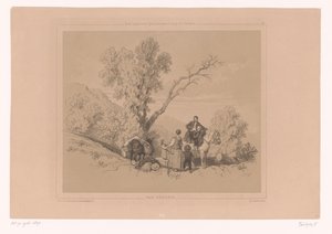 Resting Family on a Journey in a Mountain Landscape (Examples of Figure Studies for Landscape Artists)