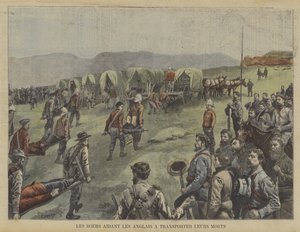 Boers helping the British to move their dead from the battlefield