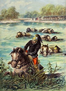The 7th Regiment of Dragoons Crosses the Loing Swimming Beside Their Mounts