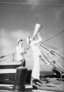 On Training Ship Amerigo Vespucci: Cadets with Megaphone