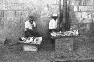 Street vendors in a street in Jerusalem