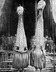 Goblin Masks and Visors Worn as Beauty Aids, Papua New Guinea, 1936 by Fox Photos