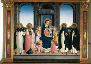 Fiesole altarpiece: Virgin and Child with Angels and Four Saints by Fra  Angelico