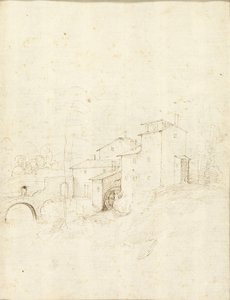 Watermill with Figures on an Arched Bridge