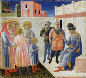 The Saints Cosmas and Damian with Their Brothers Before the Proconsul Lysias, c. 1440