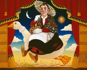 Dan Leno (1860-1904) as Mother Goose by Frances Broomfield