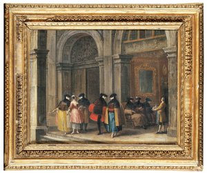 Masked Figures Taking Coffee in the Caffè Florian, Venice by Francesco (attr. to) Guardi