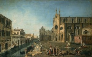 View of Venice with the Church of Santi Giovanni e Paolo. Around 1735-1740 by Francesco Albotto