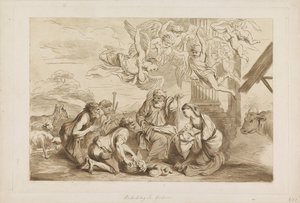 Adoration by the Shepherds (Old and New Testament after Castiglione) by Francesco Bartolozzi