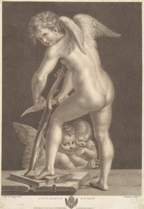Cupid Carving A Bow by Francesco Bartolozzi