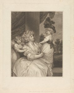 Jane, Countess of Harrington, with Her Children, Lord Petersham and Honorable Lincoln Stanhope by Francesco Bartolozzi