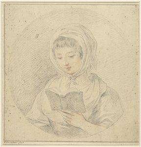 Girl Reading a Book, in an Oval by Francesco Bartolozzi