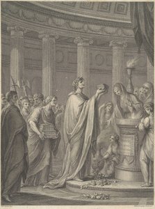 Roman General Julius Caesar Dedicating the Temple of Venus Genetrix in the Forum of Caesar, Rome, 46BC by Francesco Bartolozzi